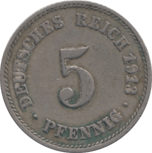 1913 GERMANY 5 PFENNIG - WORLD COINS - Cambridgeshire Coins