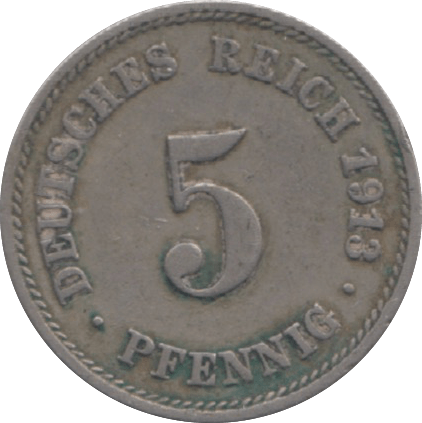 1913 GERMANY 5 PFENNIG - WORLD COINS - Cambridgeshire Coins