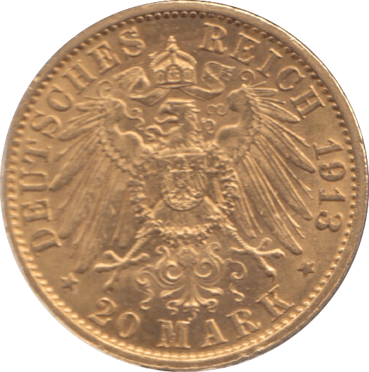 1913 GOLD GERMANY 20 MARKS - Gold World Coins - Cambridgeshire Coins
