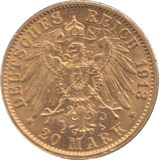 1913 GOLD GERMANY 20 MARKS - Gold World Coins - Cambridgeshire Coins