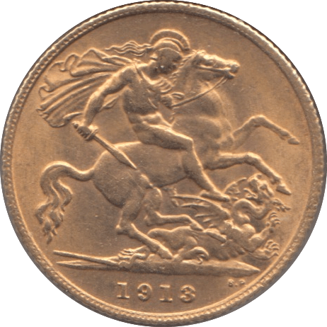 1913 GOLD HALF SOVEREIGN ( AUNC ) 4 - Half Sovereign - Cambridgeshire Coins