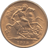 1913 GOLD HALF SOVEREIGN ( AUNC ) 4 - Half Sovereign - Cambridgeshire Coins