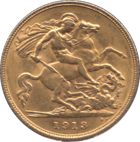1913 GOLD HALF SOVEREIGN ( AUNC ) - Half Sovereign - Cambridgeshire Coins