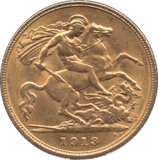 1913 GOLD HALF SOVEREIGN ( AUNC ) - Half Sovereign - Cambridgeshire Coins