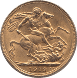 1913 GOLD SOVEREIGN ( AUNC ) 2 - Sovereign - Cambridgeshire Coins