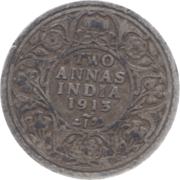 1913 INDIA SILVER 2 ANNAS 1 - WORLD COINS - Cambridgeshire Coins