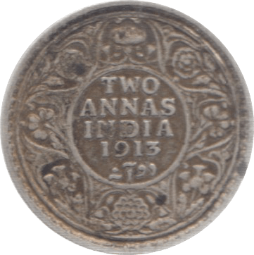 1913 INDIA SILVER 2 ANNAS 2 - WORLD COINS - Cambridgeshire Coins