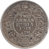 1913 INDIA SILVER 2 ANNAS 2 - WORLD COINS - Cambridgeshire Coins