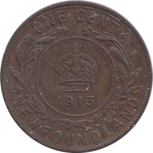 1913 NEWFOUNDLAND ONE CENT - HALFPENNY TOKEN - Cambridgeshire Coins