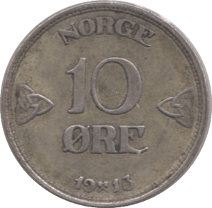 1913 NORWAY SILVER 10 ORE - SILVER WORLD COINS - Cambridgeshire Coins
