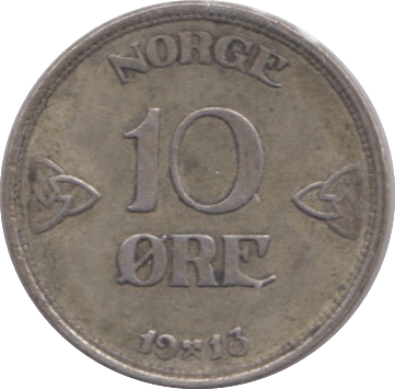 1913 NORWAY SILVER 10 ORE - SILVER WORLD COINS - Cambridgeshire Coins