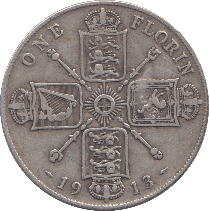 1913 ONE FLORIN ( FINE ) 8 - Florin - Cambridgeshire Coins