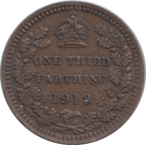 1913 ONE THIRD FARTHING ( EF ) 3 - One Third Farthing - Cambridgeshire Coins