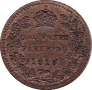 1913 ONE THIRD FARTHING ( EF ) - One Third Farthing - Cambridgeshire Coins