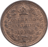 1913 ONE THIRD FARTHING ( UNC ) - One Third Farthing - Cambridgeshire Coins