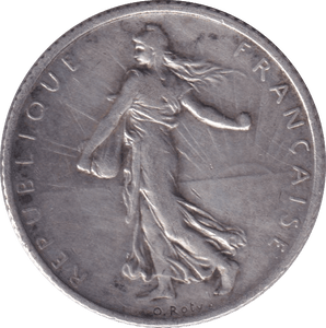 1913 SILVER 1 FRANC FRANCE - SILVER WORLD COINS - Cambridgeshire Coins