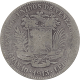 1913 SILVER 2 BOLIVARES VENEZUELA - SILVER WORLD COINS - Cambridgeshire Coins