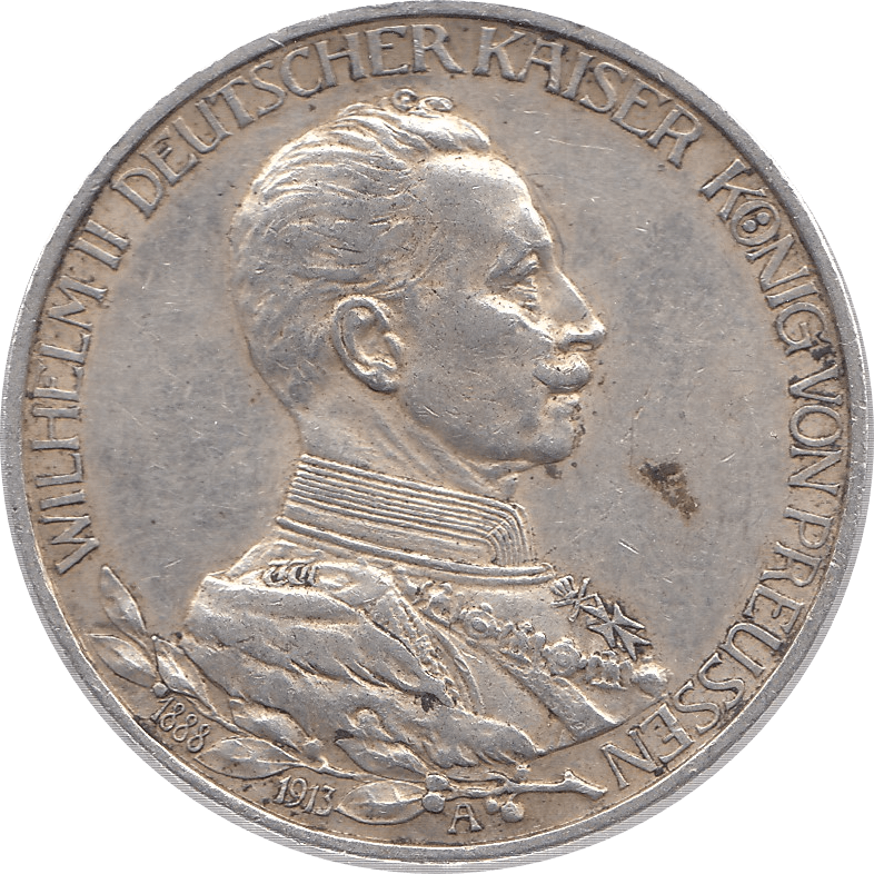 1913 SILVER 3 MARK GERMANY - SILVER WORLD COINS - Cambridgeshire Coins