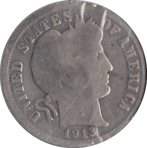 1913 SILVER DIME USA - SILVER WORLD COINS - Cambridgeshire Coins