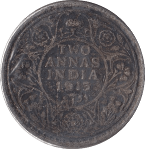 1913 SILVER TWO ANNAS INDIA - SILVER WORLD COINS - Cambridgeshire Coins