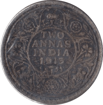 1913 SILVER TWO ANNAS INDIA - SILVER WORLD COINS - Cambridgeshire Coins