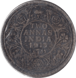1913 SILVER TWO ANNAS INDIA - SILVER WORLD COINS - Cambridgeshire Coins
