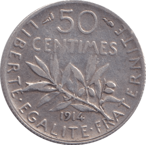 1914 50 CENTIMES FRANCE - WORLD COINS - Cambridgeshire Coins