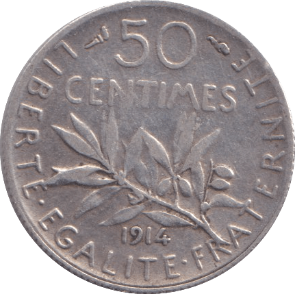 1914 50 CENTIMES FRANCE - WORLD COINS - Cambridgeshire Coins