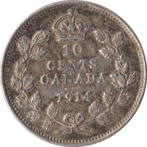 1914 CANADA SILVER 10 CENTS - SILVER WORLD COINS - Cambridgeshire Coins