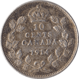 1914 CANADA SILVER 10 CENTS - SILVER WORLD COINS - Cambridgeshire Coins