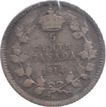 1914 CANADA SILVER 5 CENTS - WORLD SILVER COINS - Cambridgeshire Coins