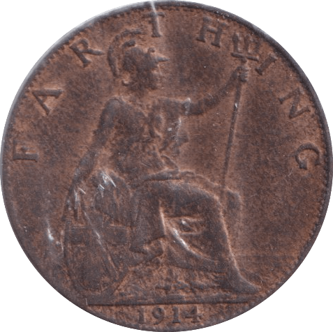 1914 FARTHING ( GVF ) - Farthing - Cambridgeshire Coins