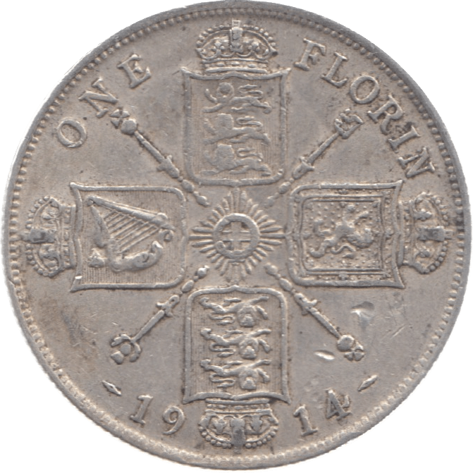 1914 FLORIN ( GVF ) 9 - Florin - Cambridgeshire Coins