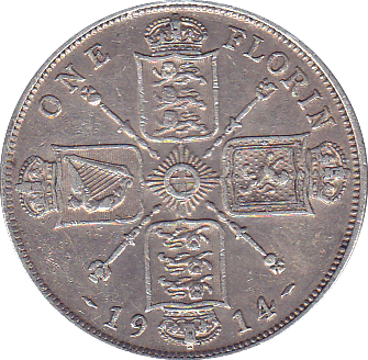1914 FLORIN ( GVF ) - Florin - Cambridgeshire Coins