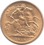 1914 GOLD HALF SOVEREIGN ( AUNC ) - Half Sovereign - Cambridgeshire Coins