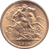 1914 GOLD HALF SOVEREIGN ( UNC ) - Half Sovereign - Cambridgeshire Coins