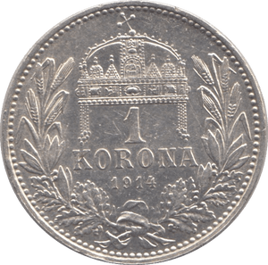 1914 HUNGARY SILVER 1 KORONA - SILVER WORLD COINS - Cambridgeshire Coins