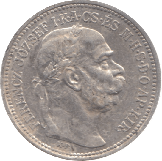1914 HUNGARY SILVER ONE KORONA - SILVER WORLD COINS - Cambridgeshire Coins