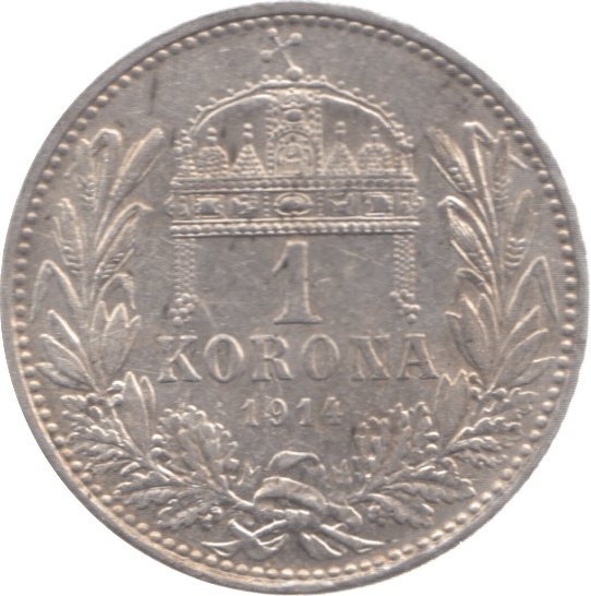 1914 HUNGARY SILVER ONE KORONA - SILVER WORLD COINS - Cambridgeshire Coins