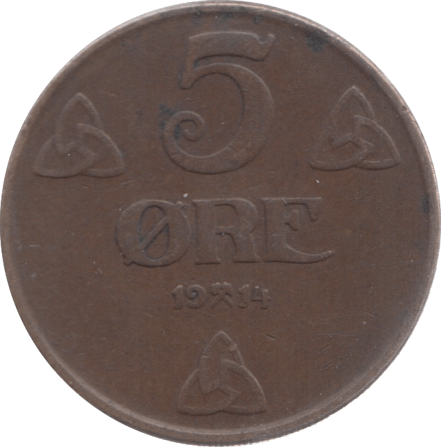 1914 NORWAY 5 ORE - WORLD COINS - Cambridgeshire Coins