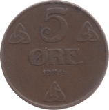 1914 NORWAY 5 ORE - WORLD COINS - Cambridgeshire Coins