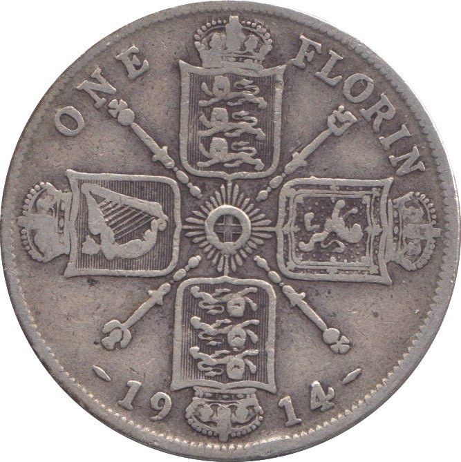 1914 ONE FLORIN ( FINE ) 8 - Florin - Cambridgeshire Coins