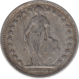 1914 SILVER 1/2 FRANC SWITZERLAND - SILVER WORLD COINS - Cambridgeshire Coins