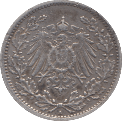 1914 SILVER HALF MARK GERMANY - SILVER WORLD COINS - Cambridgeshire Coins