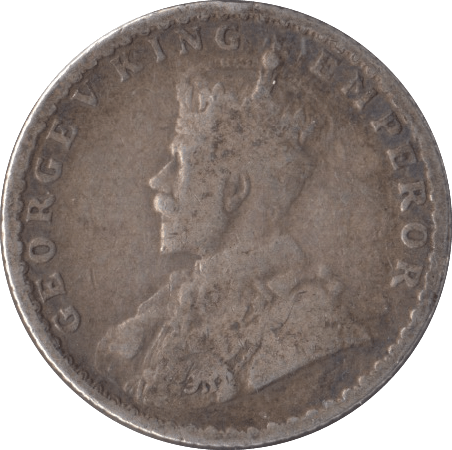 1914 SILVER INDIA 1/4 RUPEE - SILVER WORLD COINS - Cambridgeshire Coins