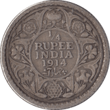 1914 SILVER INDIA 1/4 RUPEE - SILVER WORLD COINS - Cambridgeshire Coins