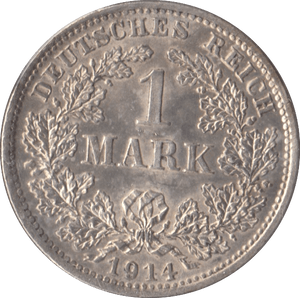 1914 SILVER ONE MARK GERMANY - SILVER WORLD COINS - Cambridgeshire Coins