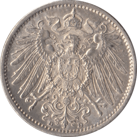 1914 SILVER ONE MARK GERMANY - SILVER WORLD COINS - Cambridgeshire Coins