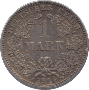 1914 SILVER ONE MARK GERMANY - WORLD SILVER COINS - Cambridgeshire Coins