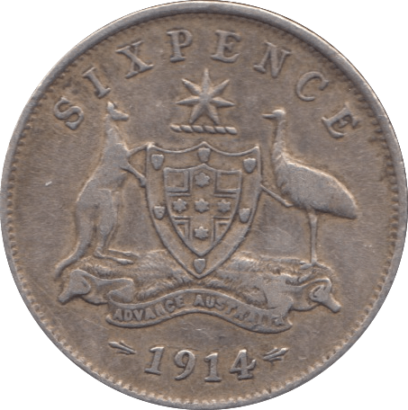 1914 SILVER SIXPENCE AUSTRALIA - SILVER WORLD COINS - Cambridgeshire Coins